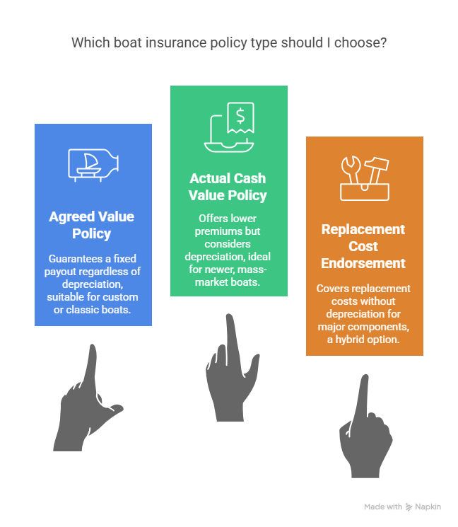 Boat Insurance Coverage and Policies; Policy Types—Agreed Value vs. Actual Cash Value - visual selection