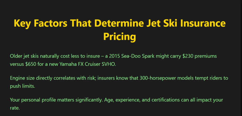 factors that determine jet ski insurance cost