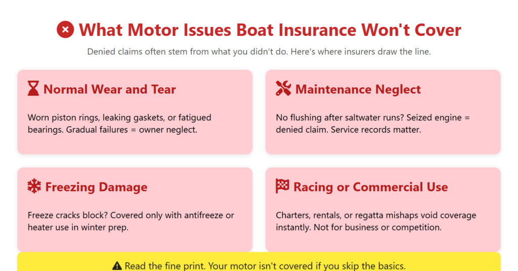 what motor issues boat insurance wont cover