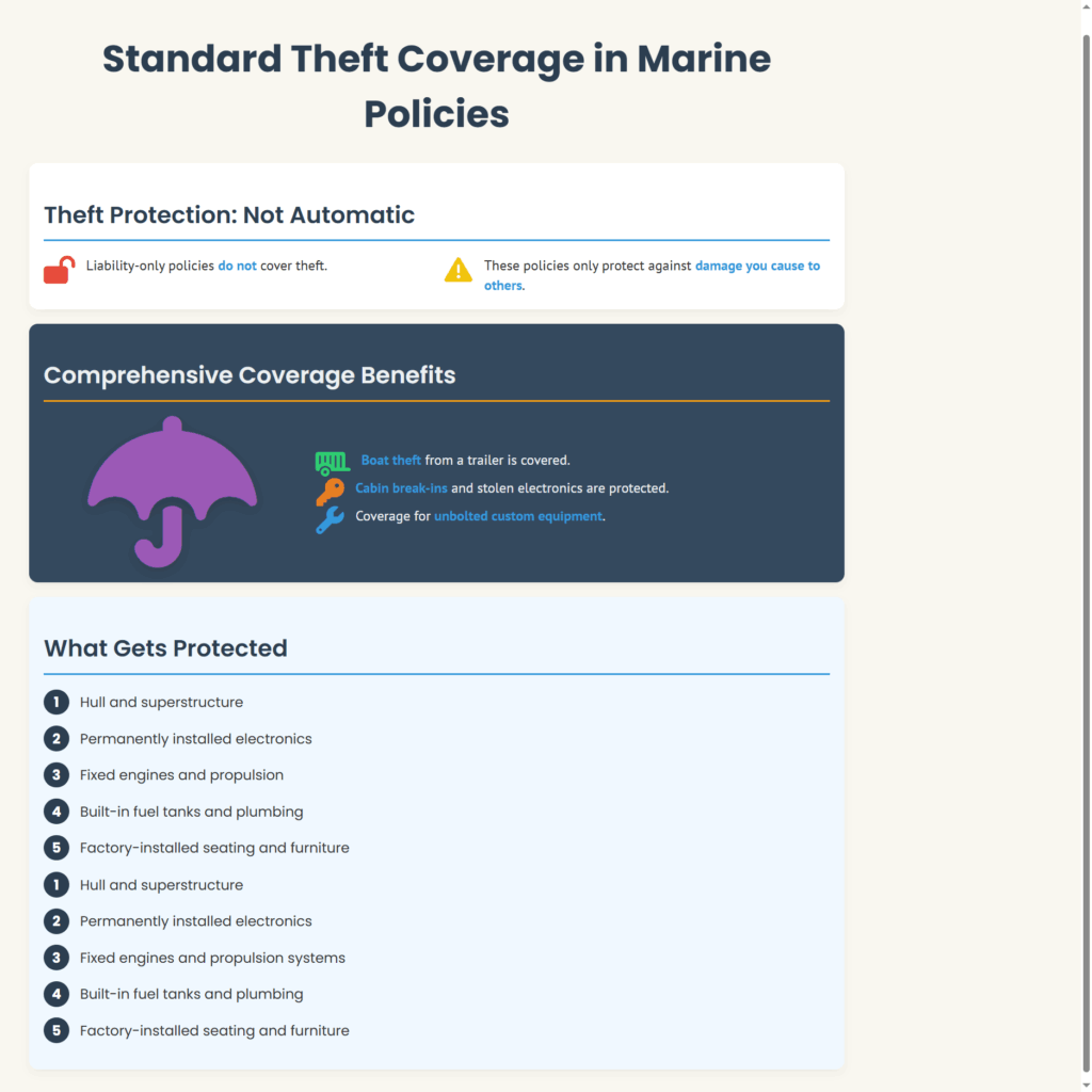does boat insurance cover theft - Standard Theft Coverage in Marine Policies