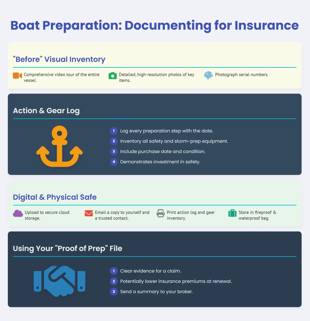 boat insurance risk - infographic showing how to documnt for insurance