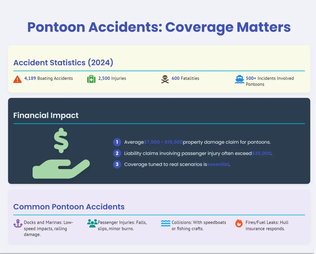 pontoon insurance accident coverage - coverage matters infographic