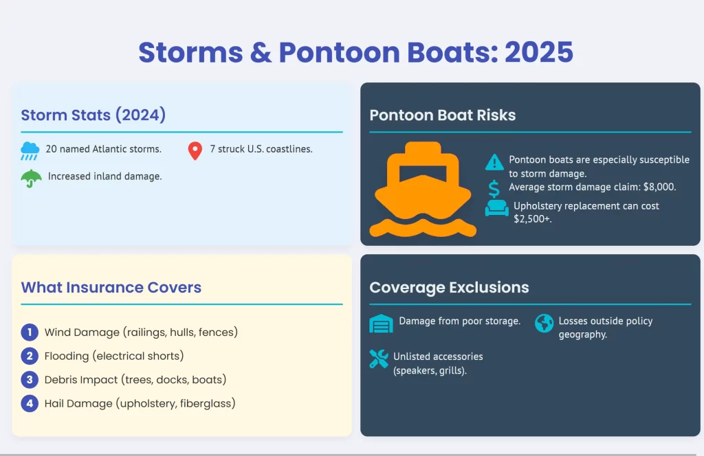 pontoon insurance storm damage - why storms matter infographic