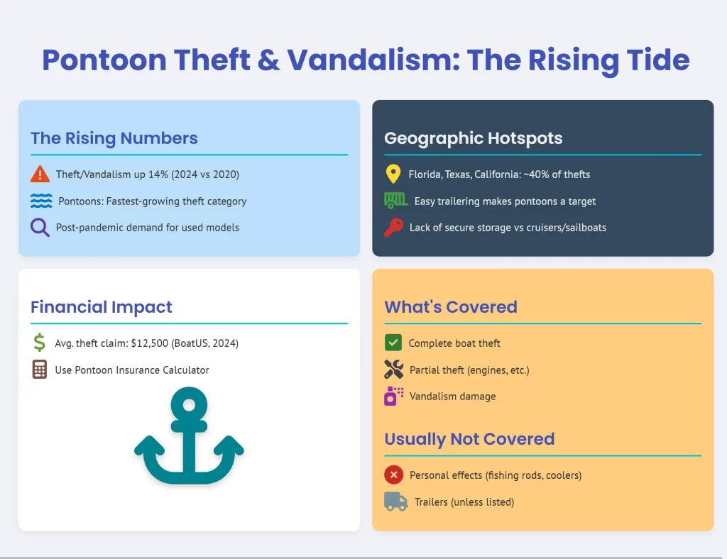 pontoon insurance theft and vandalism tide infographic