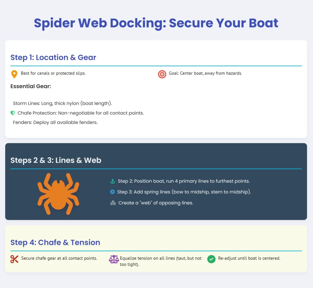 spider web mooring - infographic showing the process