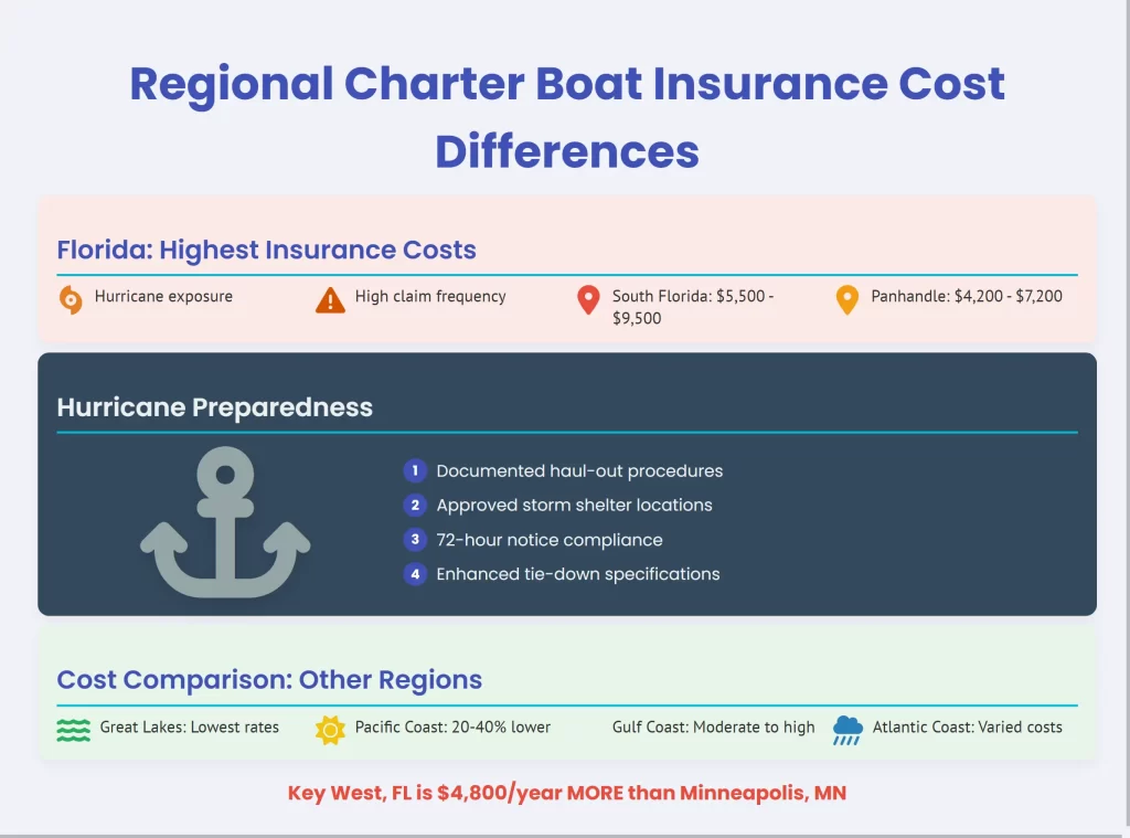 regional charter boat insurance cost differences - the infographic
