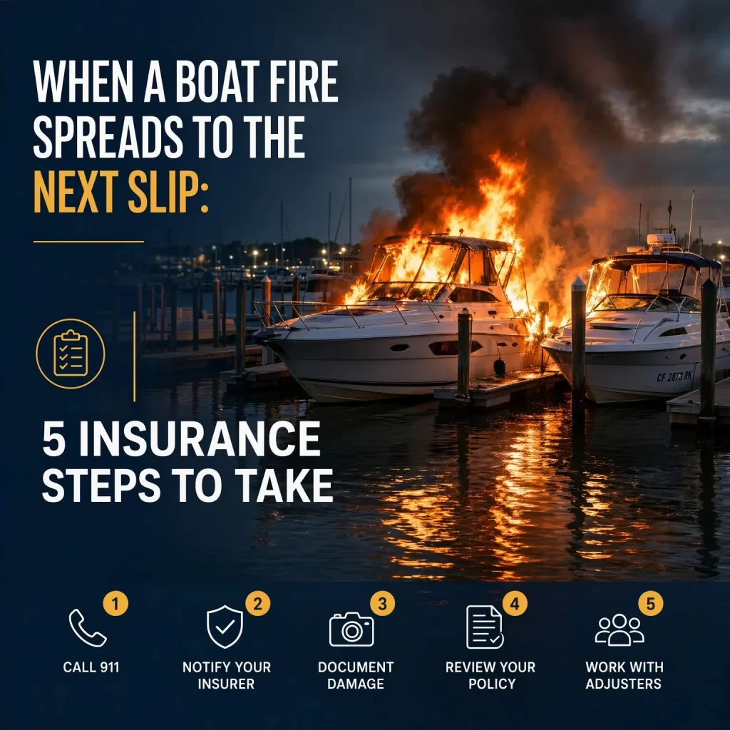 When a Boat Fire Spreads to the Next Slip: 5 Insurance Steps to Take