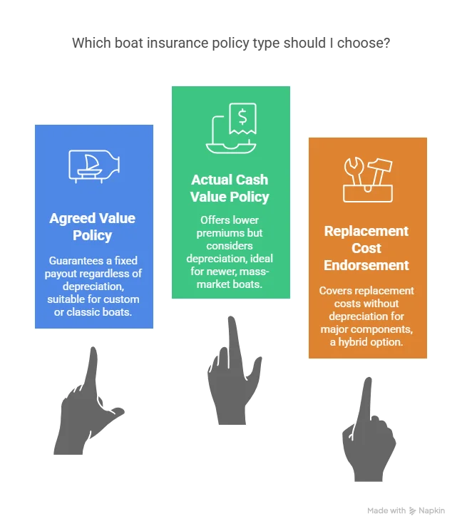 Boat Insurance Coverage and Policies; Policy Types—Agreed Value vs. Actual Cash Value - visual selection