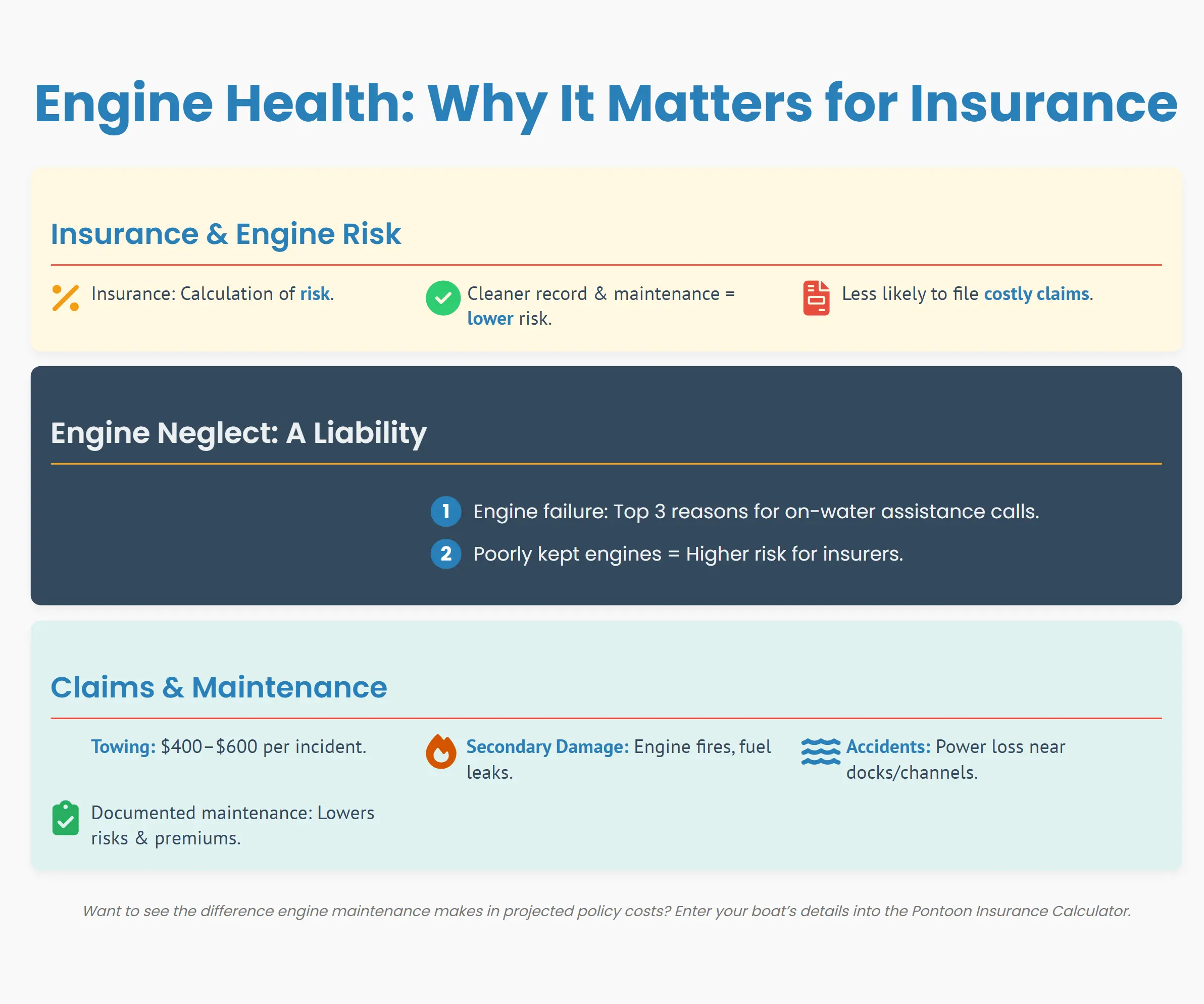 pontoon insurance engine maintenance - why engine health matters infographic